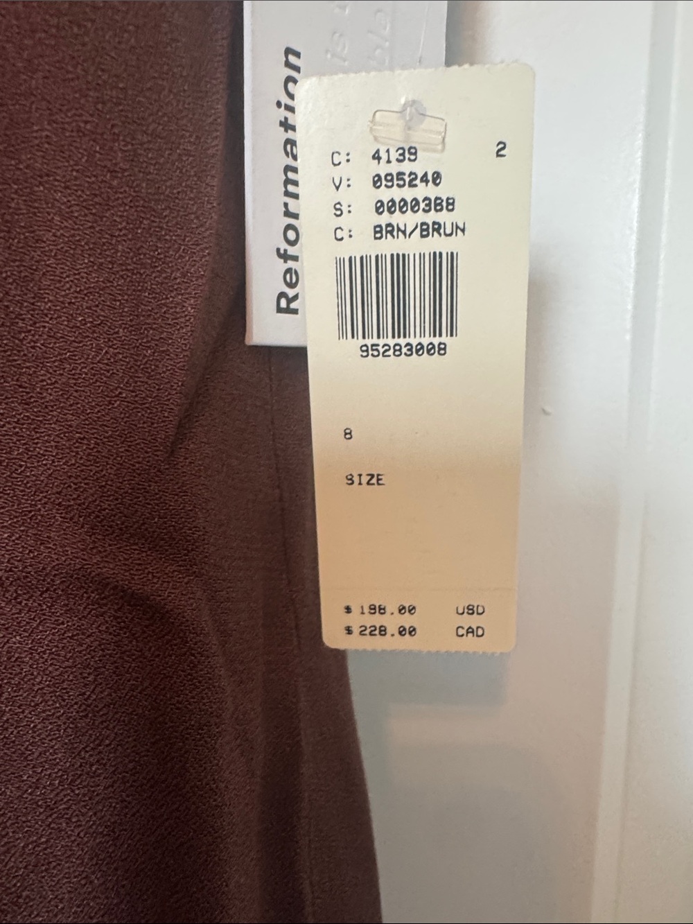 Reformation Gabin Square-Neck Mini Dress - Brown - NWT - Size 8 - Picture 5 of 5